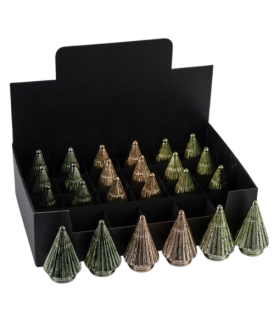 SAPIN EN VERRE COULEUR H9CM boite de 24P