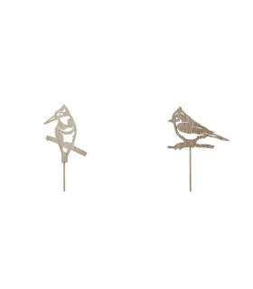 OISEAU BOIS NATURE 8.5CM les 12 PIQUES