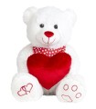 OURS BLANC AVEC COEUR ET ECHARPE H30CM la pièce