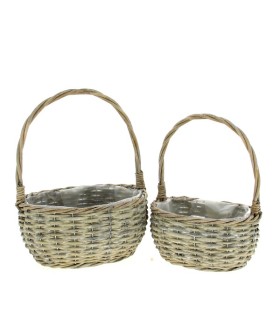 CORBEILLE OSIER GRIS OVAL SET 2P