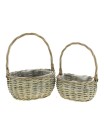 CORBEILLE OSIER GRIS OVAL SET 2P