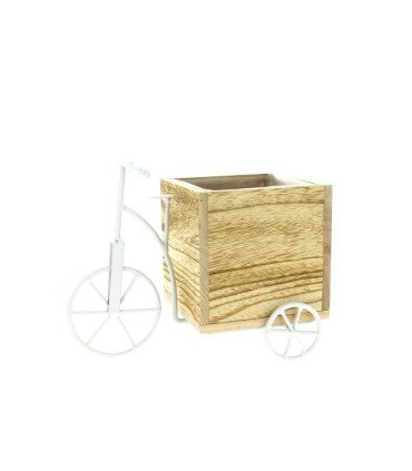 CUBE BOIS TRICYCLE FER BLANC pièce