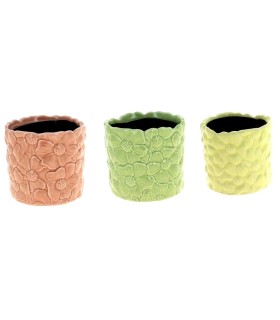 C.POT FLEURS RELIEF 013 H12CM les 6P