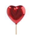 PIQUE COEUR ROUGE BRILLANT 6.5CM H50CM les 10P