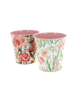 ZINC-POT FLEURS ROSE 015 H15CM les 12P
