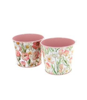 ZINC-POT FLEURS ROSE 011.5 H09.5CL les 12P