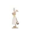 LAPIN BOIS ROBE JAUNE H40.5CM /6P