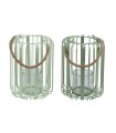 LANTERNE METAL VERT H28CM SET 2P