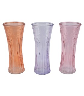 VASE VERRE VIOLET/ROSE/ORAN O8.5 H19CM /12P