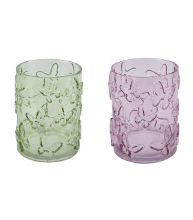 LANTERNE VERRE PAPILLON O15CM H20CM /4P