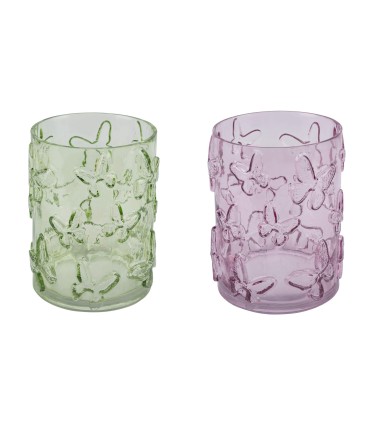 LANTERNE VERRE PAPILLON O15CM H20CM /4P