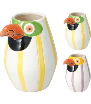 VASE OISEAU RAYE H17CM les 6P