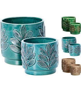 C.POT DECO FEUILLE SET 2P les 3 LOTS