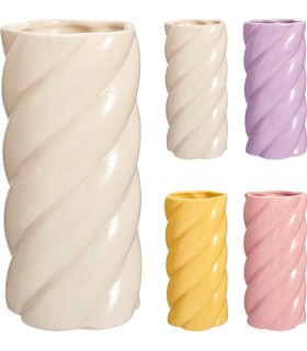 VASE DOLOMITE TWIST couleur H25CM ASSORT. les 4P
