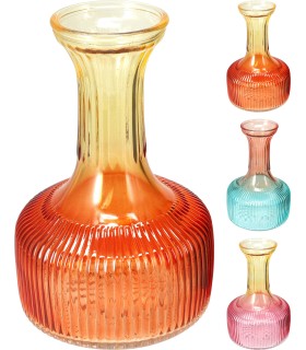 VERRE VASE COL BICOLORE ASSORT.les 6P