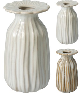 VASE STRIE FLEUR VERNIS 02.7 H14CM les 12P