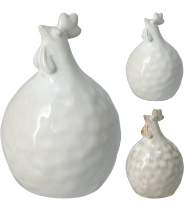 POULE BLANCHE VERNIS H12.5CM les 12P