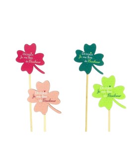 PIQUE TREFLE "Je me lève de Bonheur" les 12P