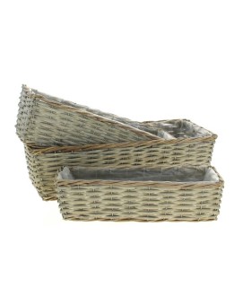 JARDINIERE OSIER GRIS BORD TRESSE SET 3P