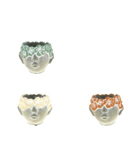 C.POT TETE FLEUR COULEUR 017 H14CM les 3P